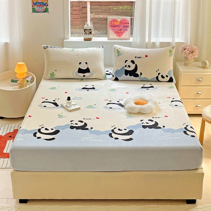 91家纺网 家纺一手货源 找家纺 （总）2025新款加厚A类牛奶绒印花床笠床罩床护垫