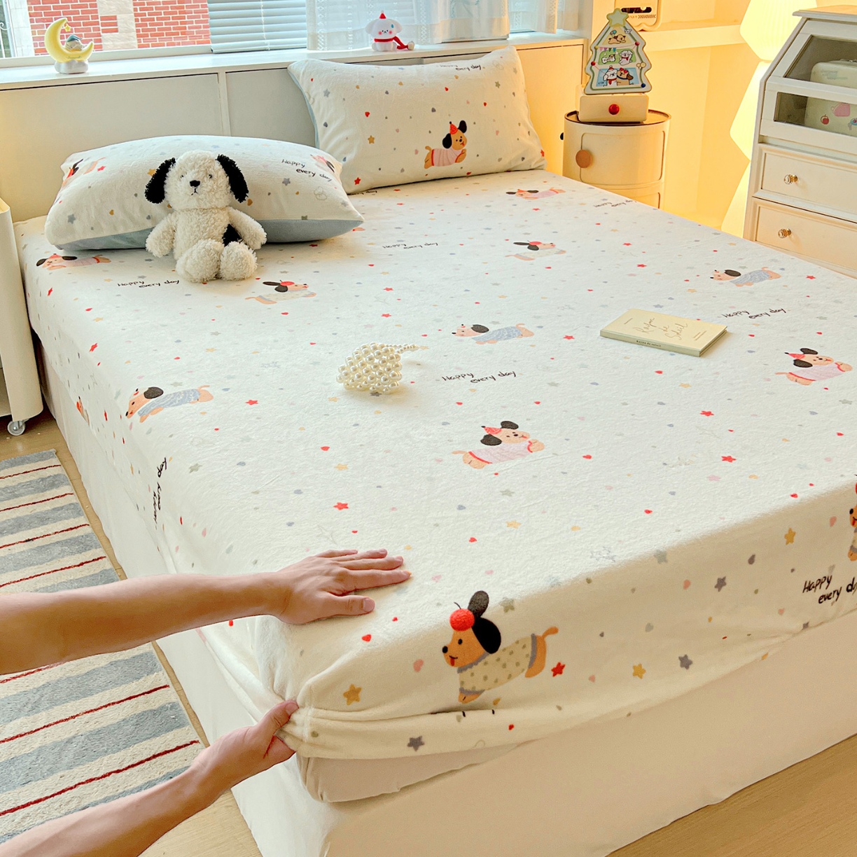 91家纺网 家纺一手货源 找家纺 （总）2025新款加厚A类牛奶绒印花床笠床罩床护垫