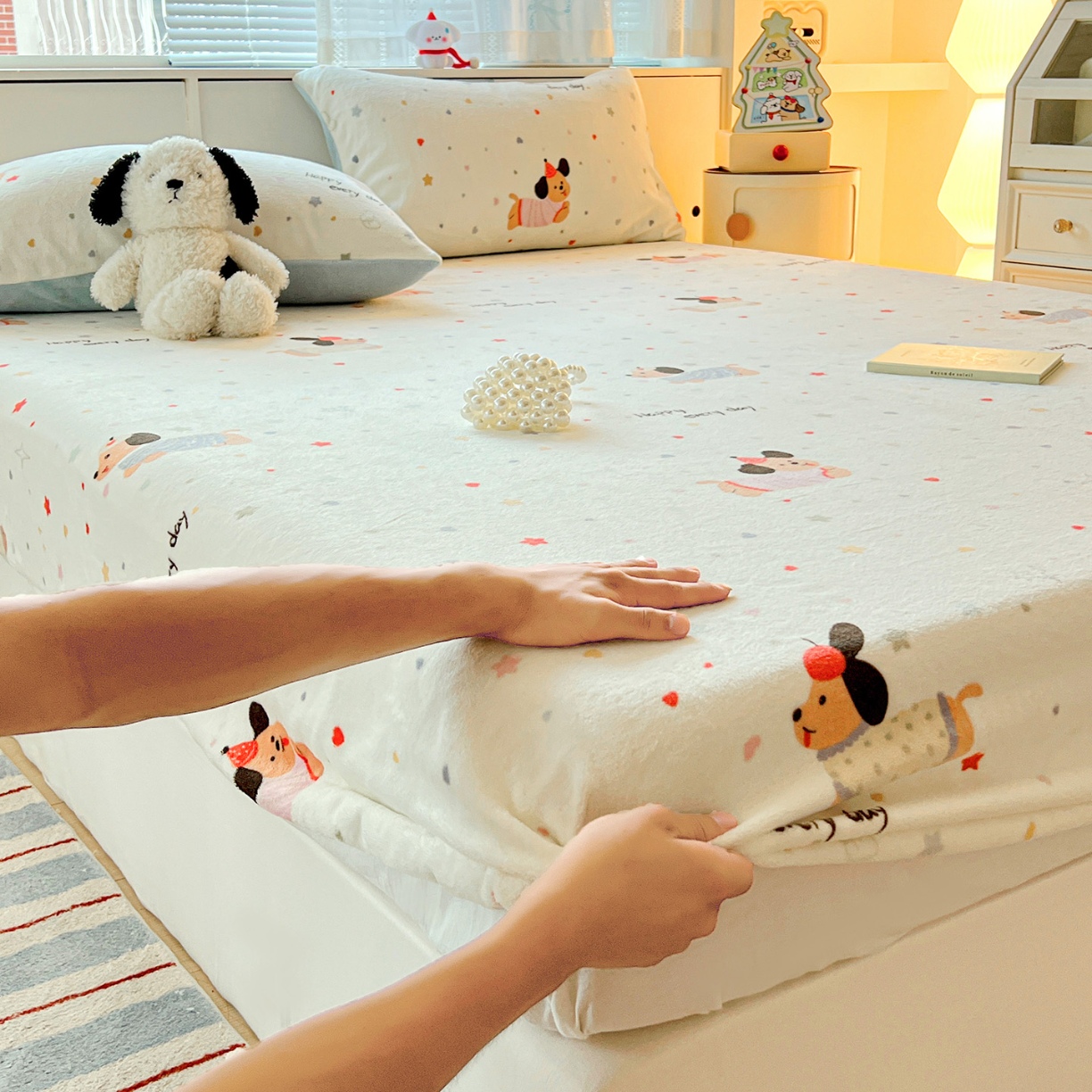 91家纺网 家纺一手货源 找家纺 （总）2025新款加厚A类牛奶绒印花床笠床罩床护垫