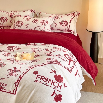 91家纺网 家纺一手货源 找家纺 （总）控价 2025新款 床盖款全消光240克A类数码印花牛奶绒四件套-如梦,如梦-魅紫,如梦-星月蓝,如梦-香槟,如梦-洋酒红,如梦-蔷薇粉