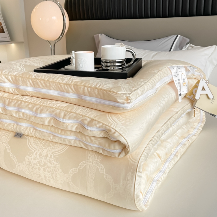 91家纺网 家纺一手货源 找家纺 纪梵茜 A类木本提花大豆被55%大豆蛋白纤维被春秋被加厚冬被二合一拉链子母被