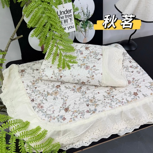 91家纺网 家纺一手货源 找家纺 （总）赫本纯棉床盖三件套 韩国碎花纯棉床盖三件套全棉夹棉床单花边可机洗