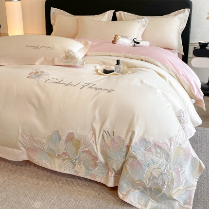 91家纺网 家纺一手货源 找家纺 （总）2025新款亲肤舒适轻奢高端四件套--花枝语 