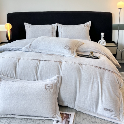 91家纺网 家纺一手货源 找家纺 （总）牛奶绒宝宝水晶绒法莱冰岛绒简约轻奢肌理纹保暖冬季保温四件套格瑞诗