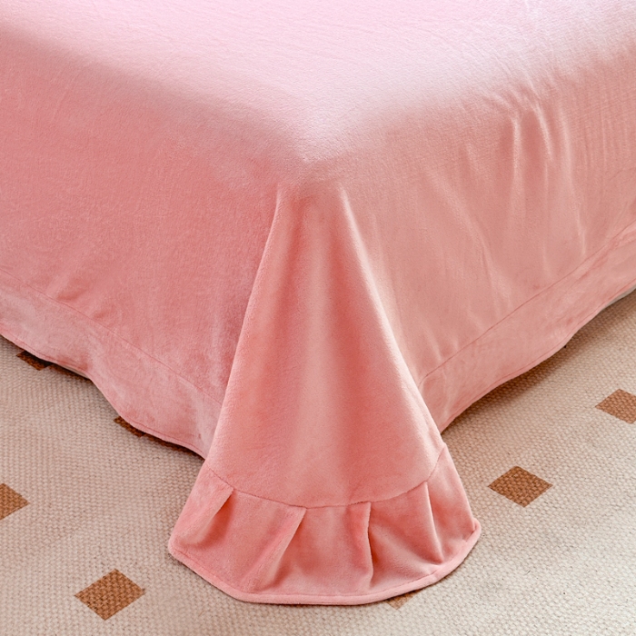 91家纺网 家纺一手货源 找家纺 新2025高克重清新公主风纯色花卉230g牛奶绒贴布绣花刺绣四件套床单被套单品加厚纯色花卉高克重牛奶绒贴布刺绣花四件套 蝶舞粉色