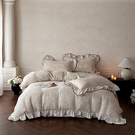 91家纺网 家纺一手货源 找家纺 （总）新款棉麻色织提花四件套