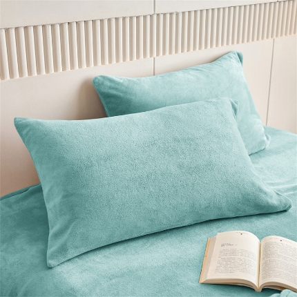 91家纺网 家纺一手货源 找家纺 （总）兰紫橙家纺 2025新款简约纯色单面200克重牛奶绒枕套
