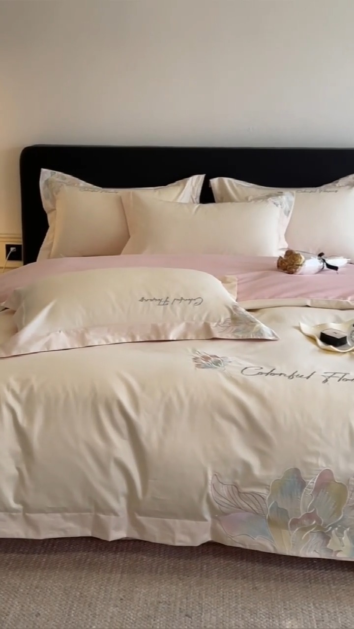 91家纺网 家纺一手货源 找家纺 （总）2025新款亲肤舒适轻奢高端四件套--花枝语 