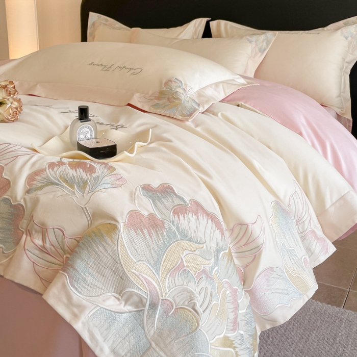 91家纺网 家纺一手货源 找家纺 （总）2025新款亲肤舒适轻奢高端四件套--花枝语 