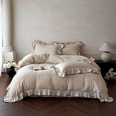 91家纺网 家纺一手货源 找家纺 （总）新款棉麻色织提花四件套