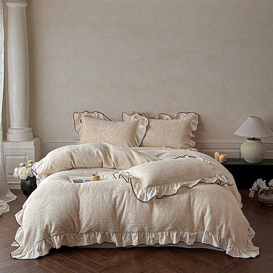 91家纺网 家纺一手货源 找家纺 （总）新款棉麻色织提花四件套