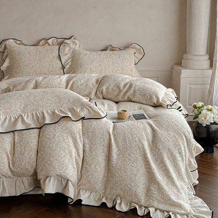 91家纺网 家纺一手货源 找家纺 （总）新款棉麻色织提花四件套