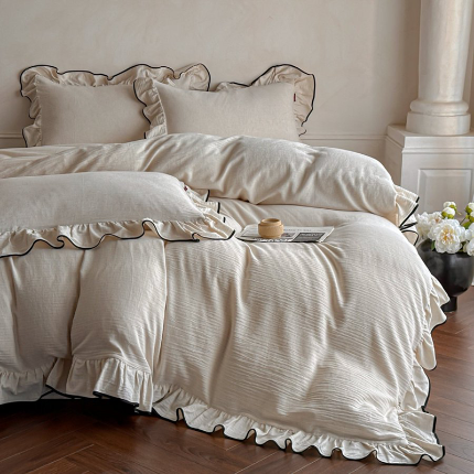 91家纺网 家纺一手货源 找家纺 （总）新款棉麻色织提花四件套