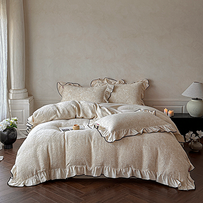 91家纺网 家纺一手货源 找家纺 （总）新款棉麻色织提花四件套