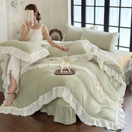 91家纺网 家纺一手货源 找家纺 （总）乐朵家居 2025新款 安娜 牛奶绒 床单款夹棉床盖四件套（床单控价268床盖控价298）