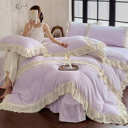 91家纺网 家纺一手货源 找家纺 （总）乐朵家居 2025新款 安娜 牛奶绒 床单款夹棉床盖四件套（床单控价268床盖控价298）