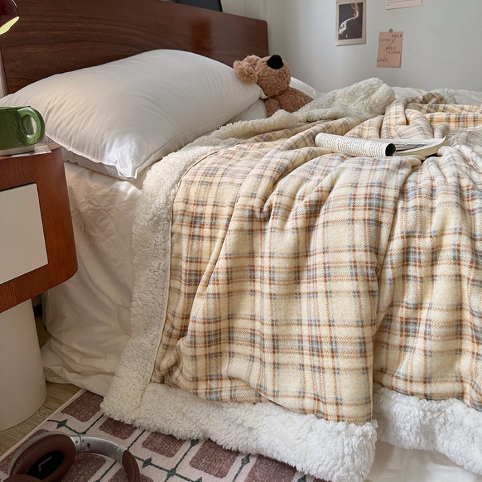 91家纺网 家纺一手货源 找家纺 （总）艾咪-Amy ntmy 2025新款中古风牛奶绒羊羔绒双层毯