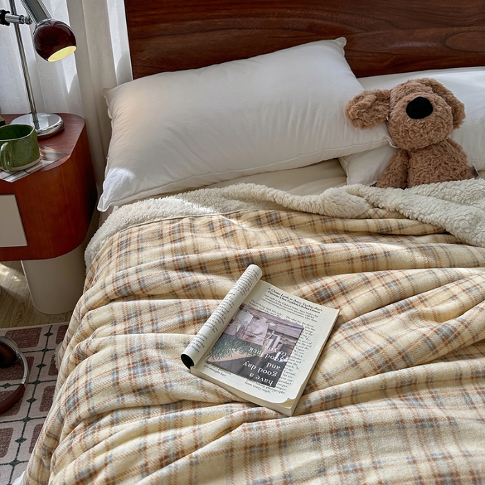 91家纺网 家纺一手货源 找家纺 （总）艾咪-Amy ntmy 2025新款中古风牛奶绒羊羔绒双层毯