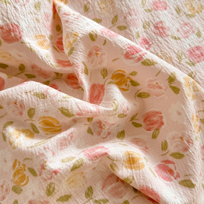 91家纺网 家纺一手货源 找家纺 漫布云家纺2025新款活性印花ins风小碎花软糯水洗棉床盖款四件套全棉纯棉花边款被套 莫奈-粉