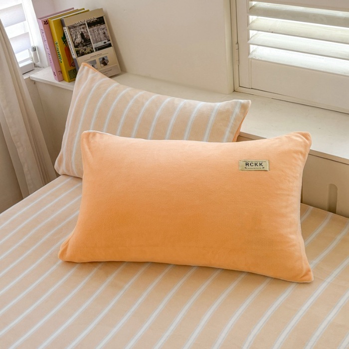 91家纺网 家纺一手货源 找家纺 （含买家秀）2025新款简约条纹牛奶绒四件套纯色冬季加厚保暖床单被套枕套双面可用床上用品