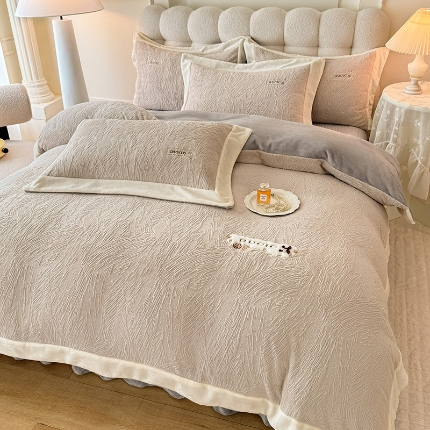 （总）苏米娜2025年新款全消光加厚牛奶绒轻奢简约床盖款四件套-雅致系列