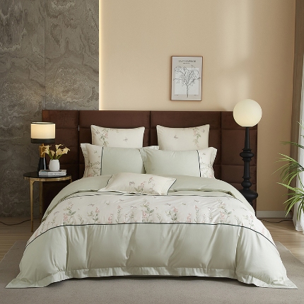 91家纺网 家纺一手货源 找家纺 （总）50S50支长绒棉刺绣四件套专版花型独家特供直播爆款