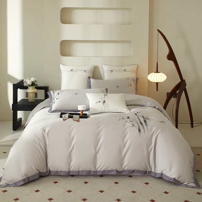 91家纺网 家纺一手货源 找家纺 （总）50S50支长绒棉刺绣四件套专版花型独家特供直播爆款