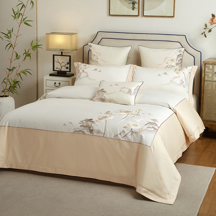 91家纺网 家纺一手货源 找家纺 （总）50S50支长绒棉刺绣四件套专版花型独家特供直播爆款