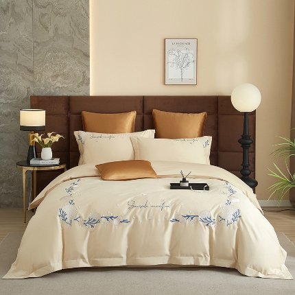 91家纺网 家纺一手货源 找家纺 （总）50S50支长绒棉刺绣四件套专版花型独家特供直播爆款