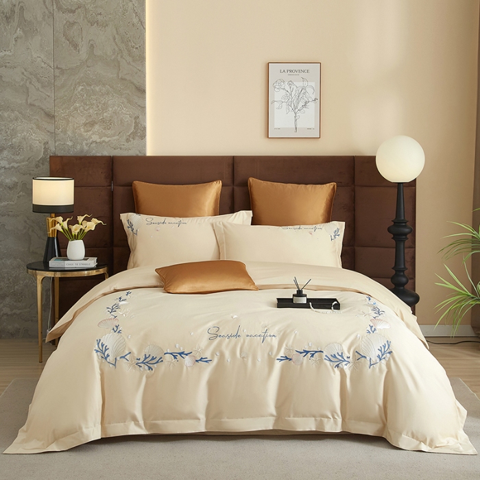 91家纺网 家纺一手货源 找家纺 （总）50S50支长绒棉刺绣四件套专版花型独家特供直播爆款