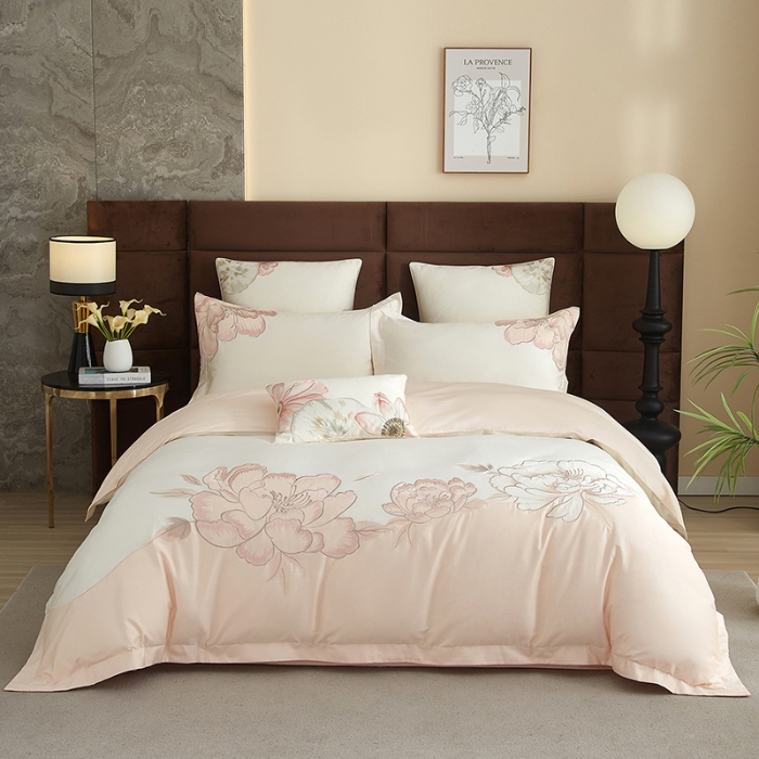 91家纺网 家纺一手货源 找家纺 （总）50S50支长绒棉刺绣四件套专版花型独家特供直播爆款