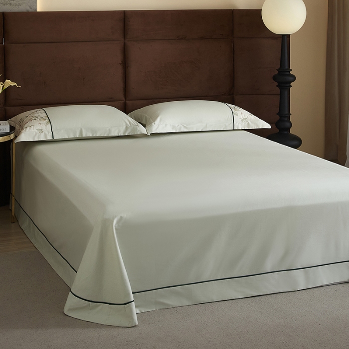 91家纺网 家纺一手货源 找家纺 50S50支长绒棉刺绣四件套专版花型独家特供直播爆款 春日花园绿