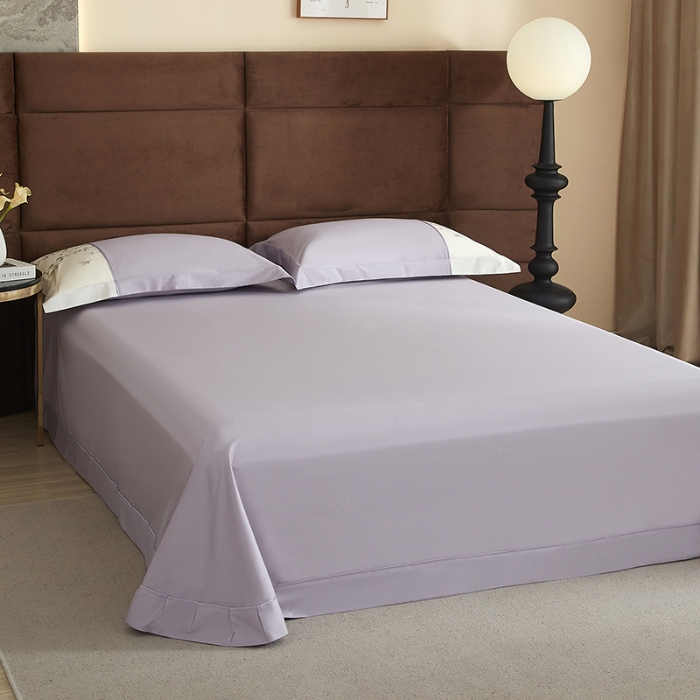 91家纺网 家纺一手货源 找家纺 50S50支长绒棉刺绣四件套专版花型独家特供直播爆款 春日花园紫