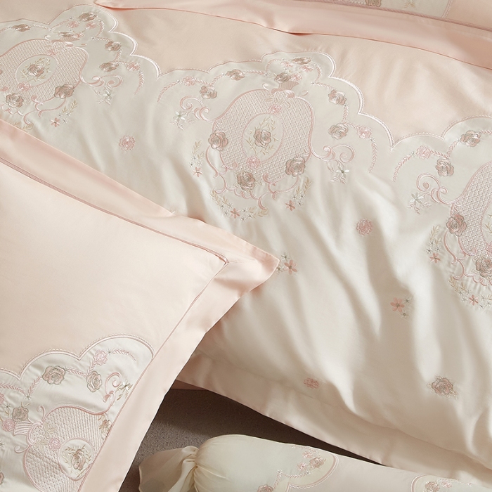 91家纺网 家纺一手货源 找家纺 50S50支长绒棉刺绣四件套专版花型独家特供直播爆款 维多利亚