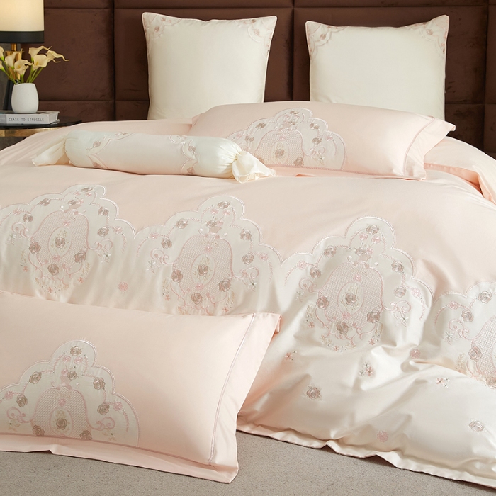 91家纺网 家纺一手货源 找家纺 50S50支长绒棉刺绣四件套专版花型独家特供直播爆款 维多利亚