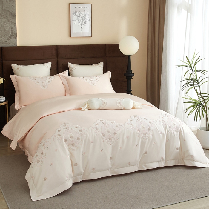 91家纺网 家纺一手货源 找家纺 50S50支长绒棉刺绣四件套专版花型独家特供直播爆款 维多利亚