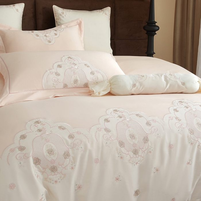 91家纺网 家纺一手货源 找家纺 50S50支长绒棉刺绣四件套专版花型独家特供直播爆款 维多利亚