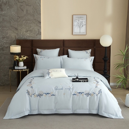 50S50支长绒棉刺绣四件套专版花型独家特供直播爆款 汐岸拾贝兰