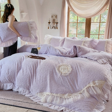 91家纺网 家纺一手货源 找家纺 （总）乐朵家居 法兰花都 牛奶绒 床单款夹棉床盖四件套（床单控价288床盖控价328）