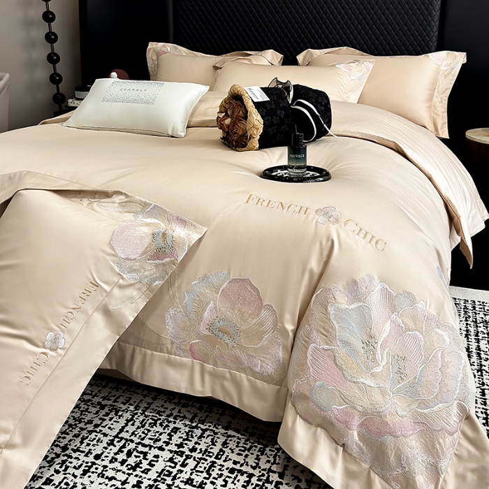 91家纺网 家纺一手货源 找家纺 （总）星蕴家纺 2025新款新疆全棉刺绣四件套-黛尔【高档礼盒包装】