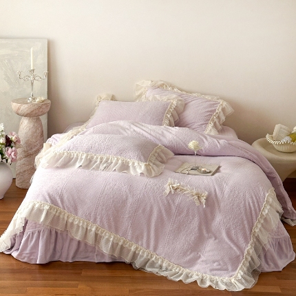 91家纺网 家纺一手货源 找家纺 （总）乐朵家居 2025新款 舒芙蕾 牛奶绒 床单款夹棉床盖四件套（控价床单268床盖298）