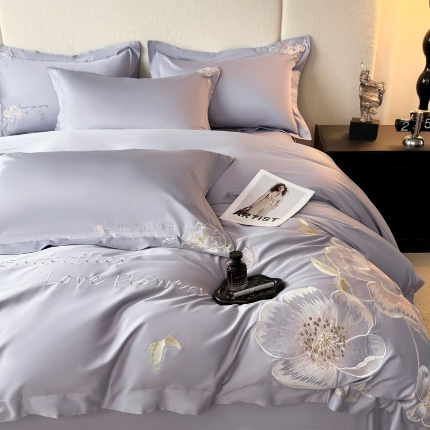 91家纺网 家纺一手货源 找家纺 （总）2025新款全棉纯棉长绒棉刺绣简约套件-春