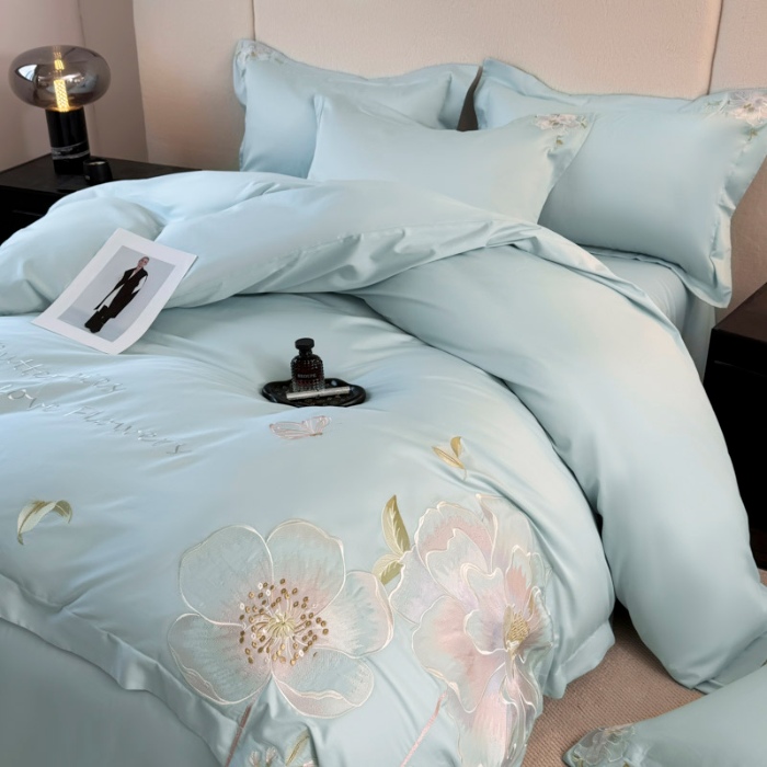 91家纺网 家纺一手货源 找家纺 （总）2025新款全棉纯棉长绒棉刺绣简约套件-春