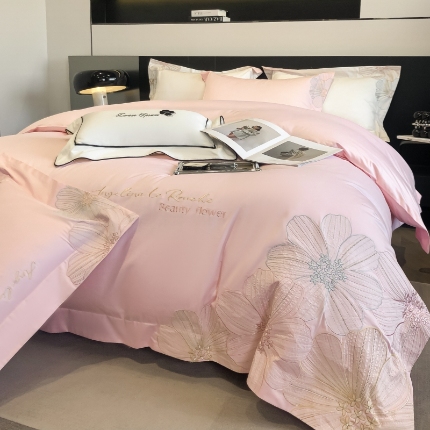 91家纺网 家纺一手货源 找家纺 （总）2025新款新款全棉刺绣四件套-绚丽【高档礼盒包装】