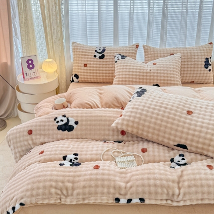 91家纺网 家纺一手货源 找家纺 （总）爱多多家居 2025新款 印花兔兔绒牛奶绒大泡泡四件套单被套
