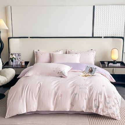 91家纺网 家纺一手货源 找家纺 （总）小傻瓜家纺直播爆款13372·高级款100%全棉刺绣四件套轻奢纯色绣花纯棉套件