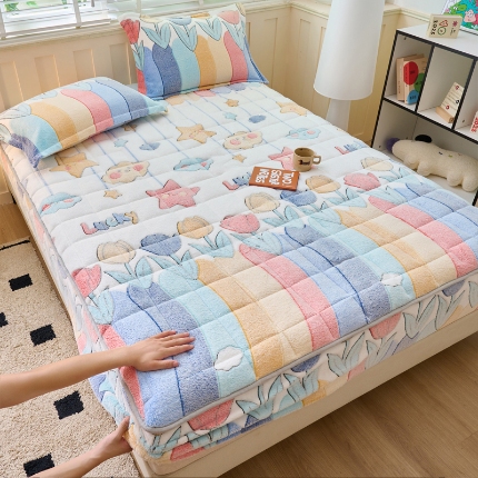 91家纺网 家纺一手货源 找家纺 （总）爱乐   雪花绒夹棉床笠 牛奶绒床笠