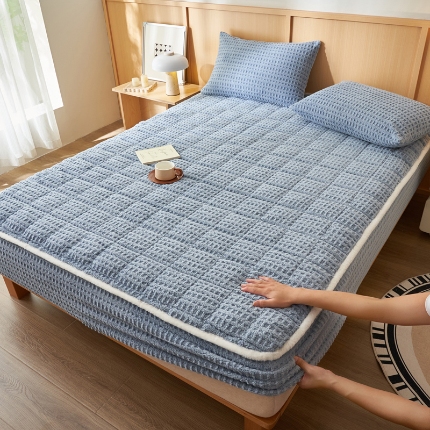 91家纺网 家纺一手货源 找家纺 （总）爱乐  塔芙绒夹棉床笠 牛奶绒床笠