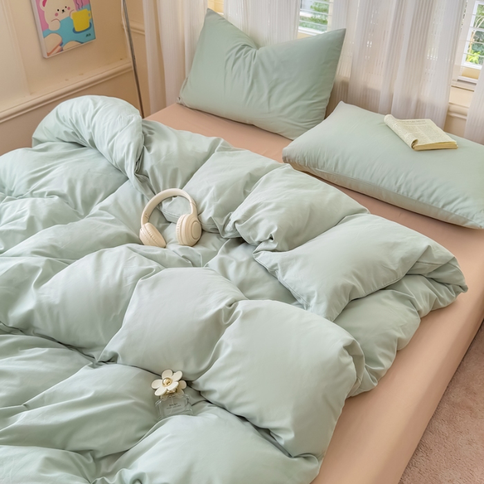 91家纺网 家纺一手货源 找家纺 【苏东来】2025高端100%新疆全棉长绒棉100支磨毛纯色双拼全棉纯棉磨毛四件套单被套单床单床笠（一年四季不断货）十年不换款