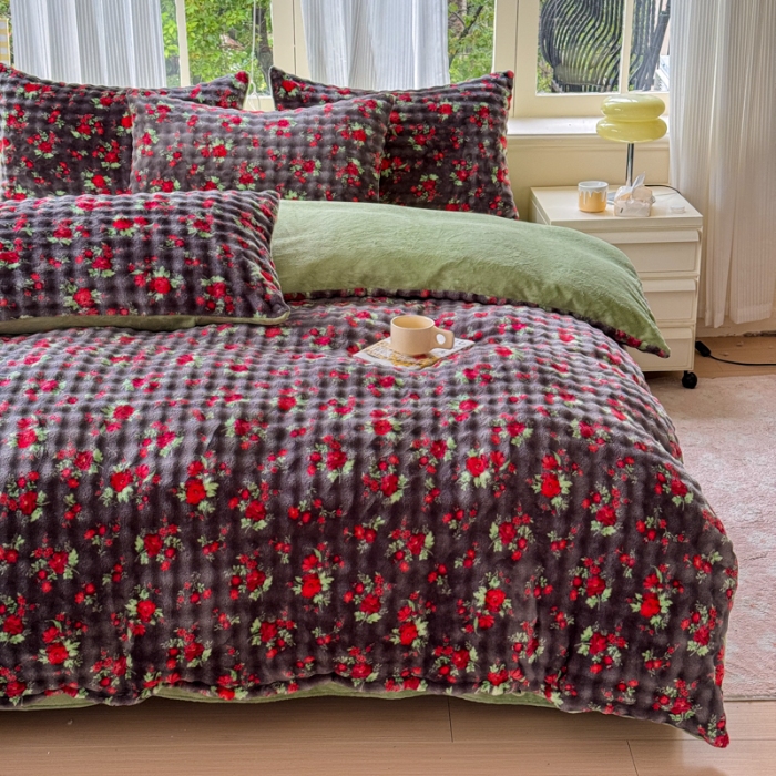 91家纺网 家纺一手货源 找家纺 （总）爱多多家居 2025新款 印花兔兔绒牛奶绒大泡泡四件套单被套